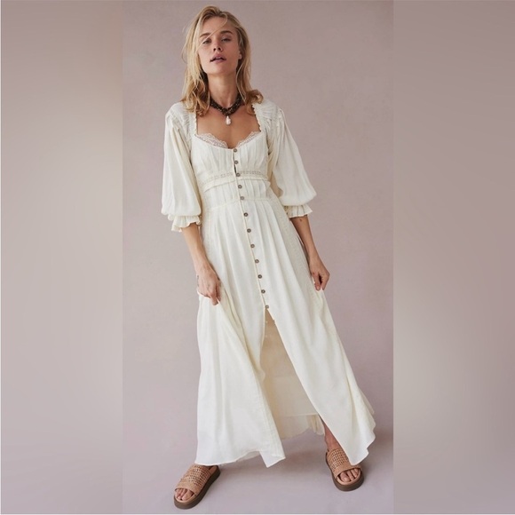 Free people Magdalia white/cream maxi dress size XS - Picture 2 of 11